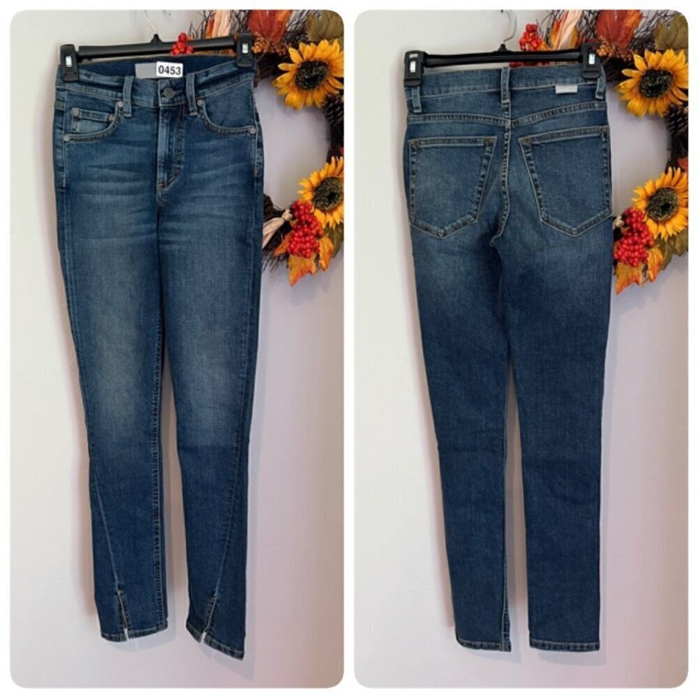 Boyish The RILEY Medium Rise Stretch Skinny Jeans Sz 25 Split Hem